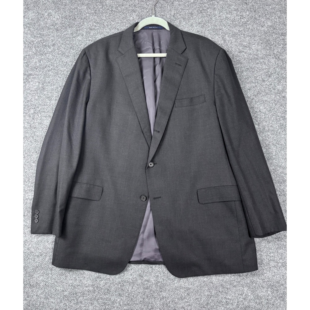 J Press Suit Mens 48L Charcoal Gray 100% Wool 2 Piece Blazer Trousers USA Made